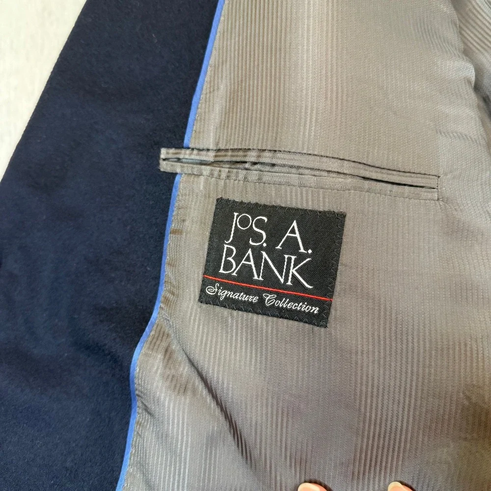 NWOT Jos A Bank Signature Collection Navy Blue 100% Cashmere Blazer‎ Coat 52R